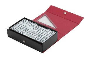 Double 9 Engraved Tournament Dominoes White with Spinner